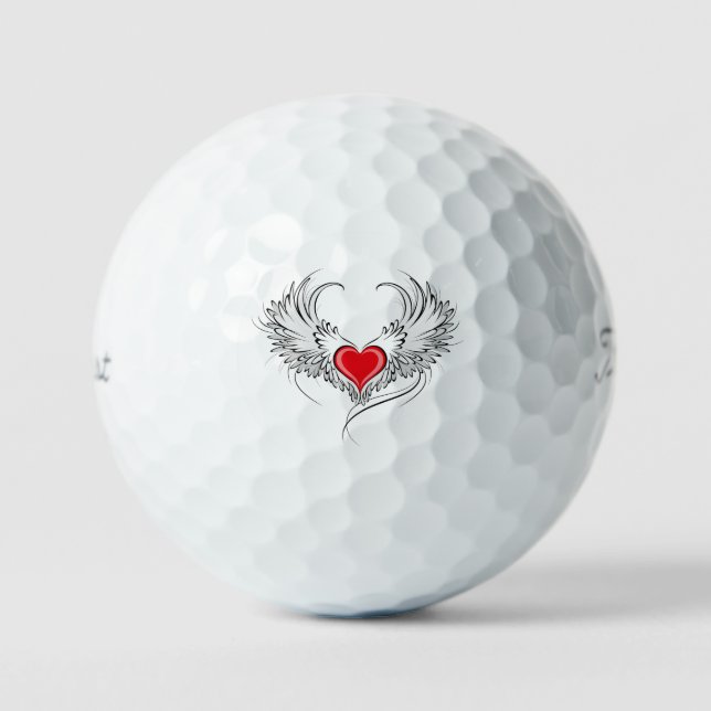 Balles De Golf Red Angel Coeur avec ailes (Recto)