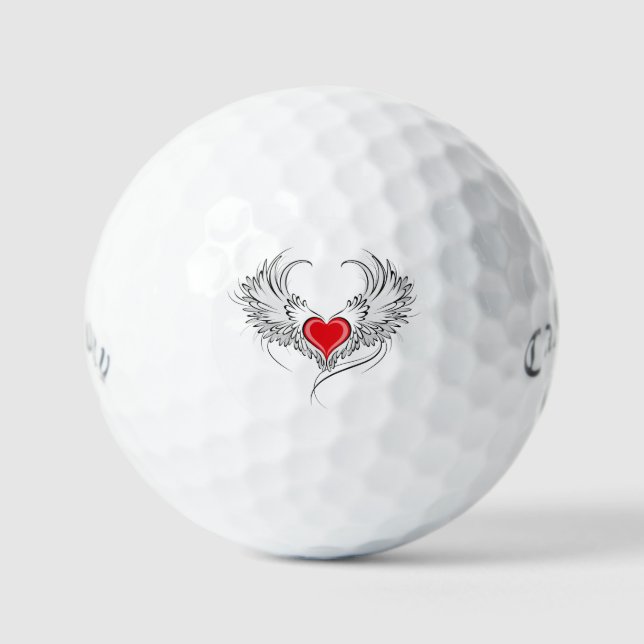 Balles De Golf Red Angel Coeur avec ailes (Recto)