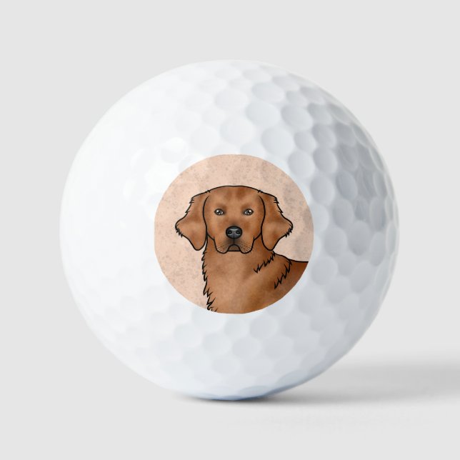 Balles De Golf Red Golden Retriever mignon tête de chien de dessi (Recto)