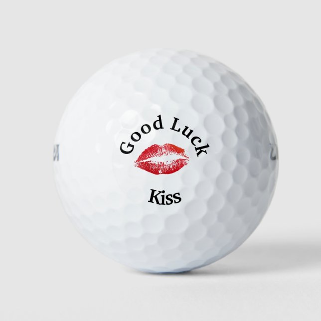 Balles De Golf Red Listick Bonne chance Kiss Valentine Golf Balls (Devant)