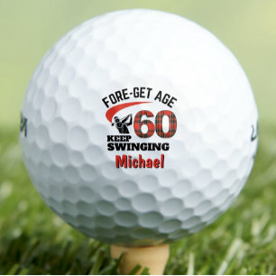 Balles De Golf Red Plaid 60th Birthday Party FORE-Get Age 60