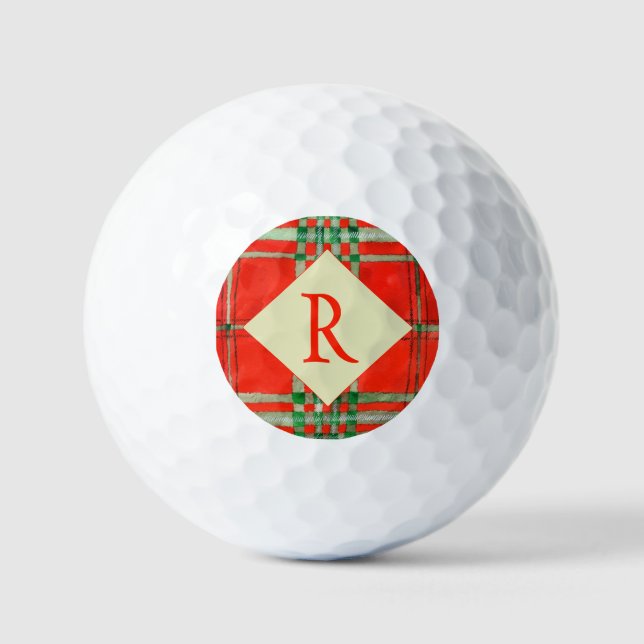 Balles De Golf RED SCOTT TARTAN Golf Balls + Initiale (Recto)