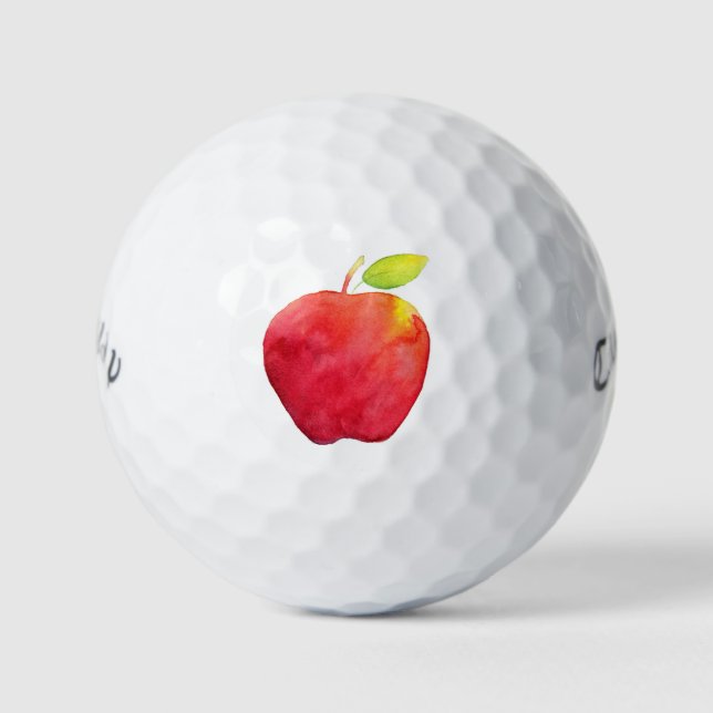 Balles De Golf Red Watercolor Pomme Golf Balls (Devant)