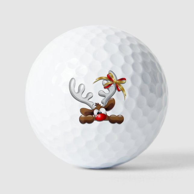 Balles De Golf Reindeer Puzzled drôle Caractère de Noël (Recto)