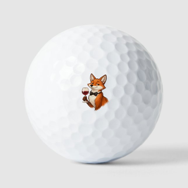 Balles De Golf Renard élégant avec verre à vin  (Recto)