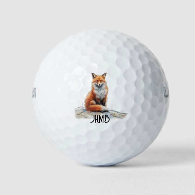 Balles De Golf Renard Rouge Monogramme d'Animal en Art (Devant)