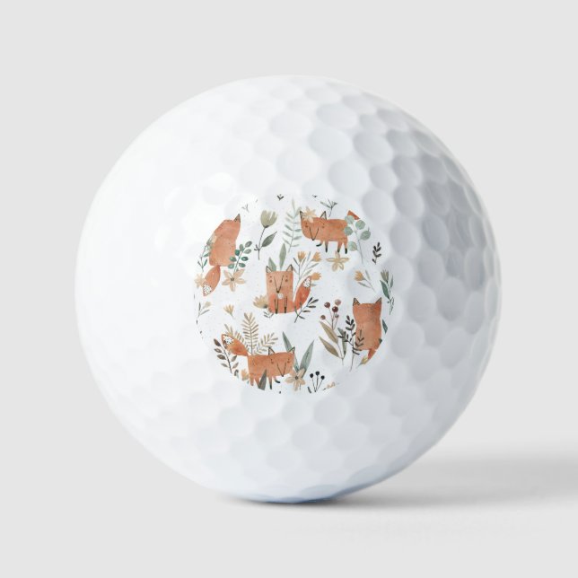 Balles De Golf Renards dans les prés : Aquarelle transparente (Recto)