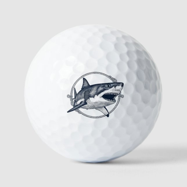 Balles De Golf Requin Blanc Géant Vintage Nautique (Recto)