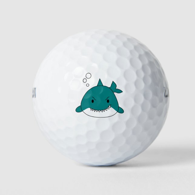 Balles De Golf Requin bleu et blanc de dessin animé (Devant)