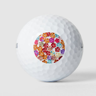Balles De Golf Ressort tissu cousu artisanal Fleurs Multicolor