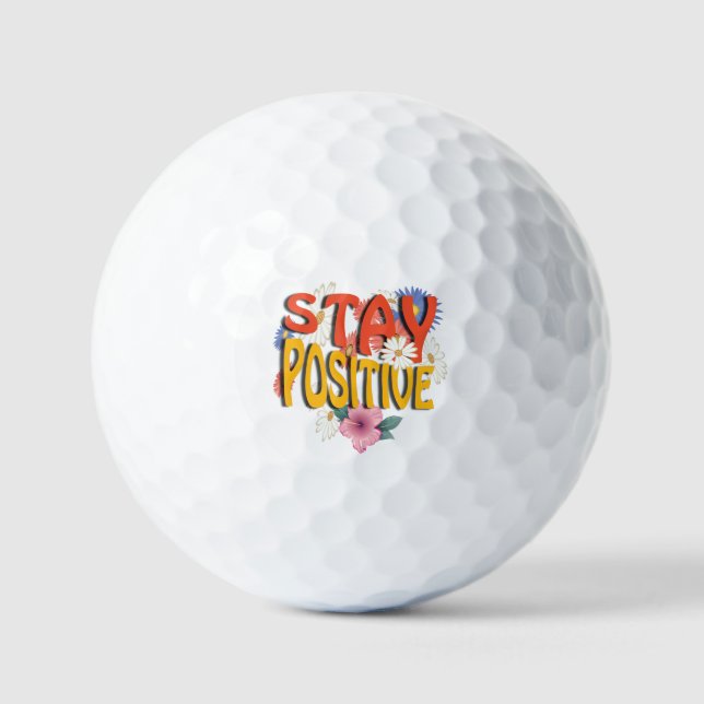 Balles De Golf Restez Positif – Floral Motivant  (Recto)