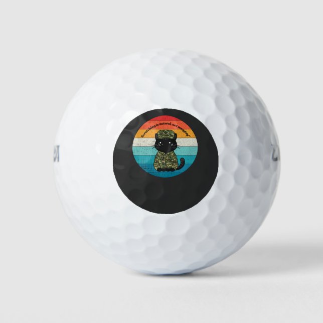 Balles De Golf Retro Happy Cat Quote – Routine & Love (Devant)