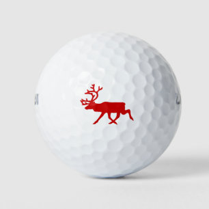 Balles De Golf Rindeer rouge / Silhouette caribou