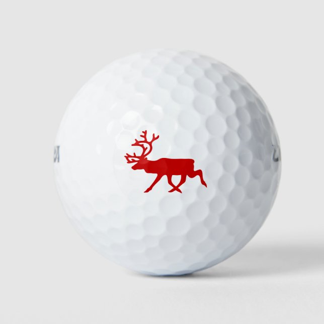 Balles De Golf Rindeer rouge / Silhouette caribou (Devant)