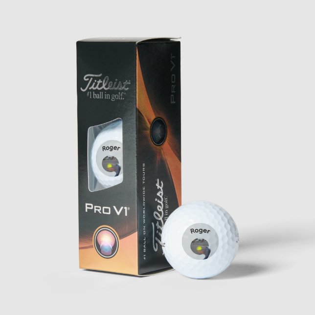 Balles De Golf Roger nom avec pélican attrapant une balle, (Conditionnement)