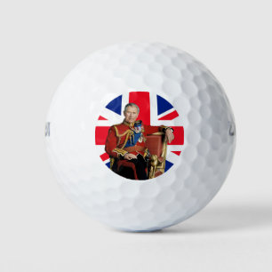Balles De Golf Roi Charles III drapeau britannique Rouge Blanc Bl