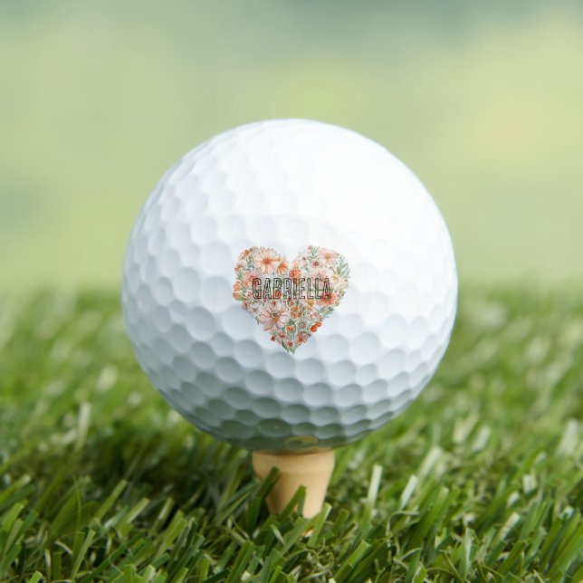 Balles De Golf Romantic Peach Mint Floral Heart (T-shirt Insitu)
