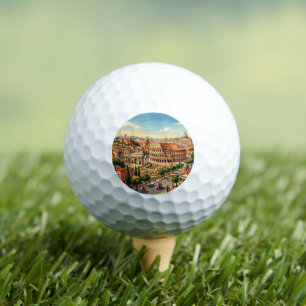 Balles De Golf Rome Italie Colosseum Voyage Art Rétro