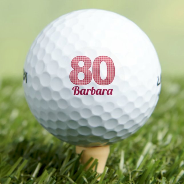 Balles De Golf Rose À damiers 80e anniversaire Golfeur 80 ans (Créateur téléchargé)