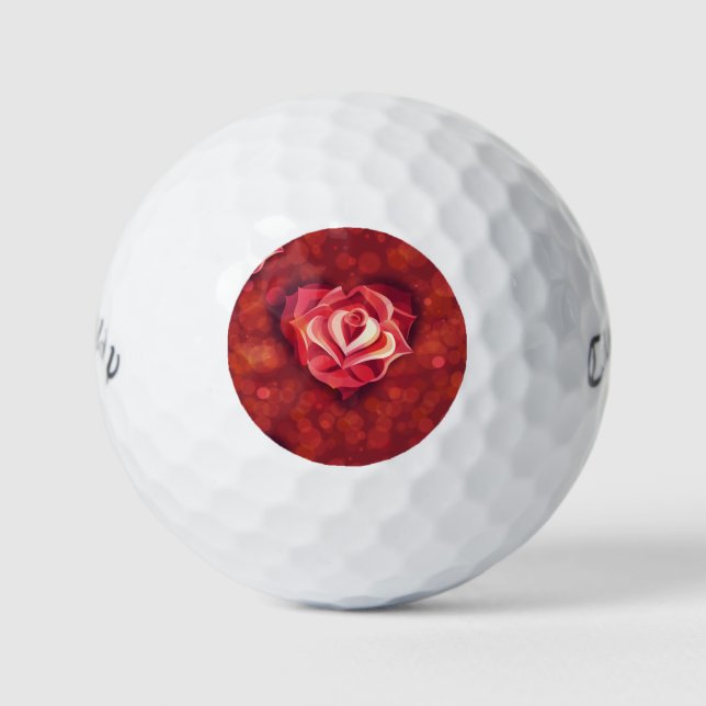 Balles De Golf rose motif en forme de coeur, fleur cadeau d'amour (Devant)