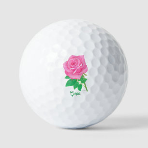 Balles de golf Rose Rose avec texte personnalisé