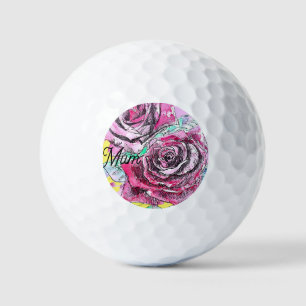 Balles De Golf Rose rouge Aquarelle rose couleur rose maman art