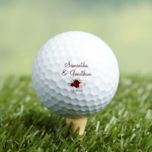 Balles De Golf Roses Rouges et Roses Élégantes Noms du Couple de 