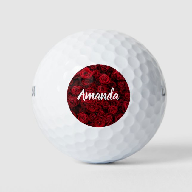 Balles De Golf Roses rouges Valentine personnalisée romantique (Devant)