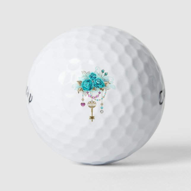 Balles De Golf Roses turquoise avec touches (Devant)