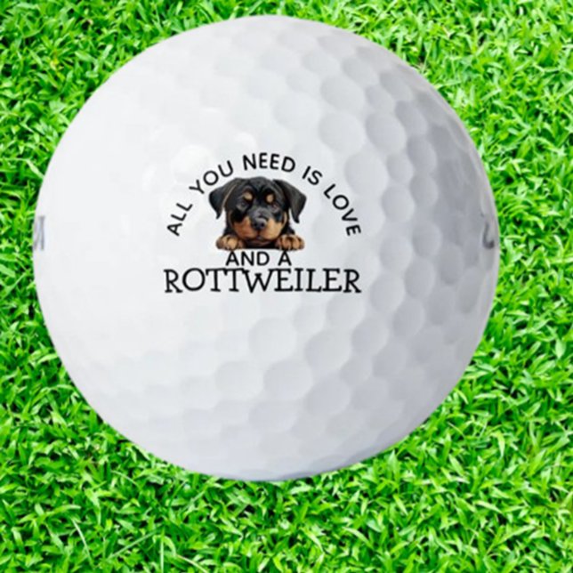 Balles De Golf Rottweiler Loving Golfer (Show your love for Rottweilers on the golf course with these unique golfer golf balls.)
