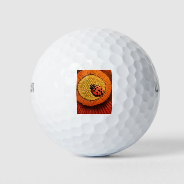 Balles De Golf Rouge Ladybug Sur Fleur (Devant)