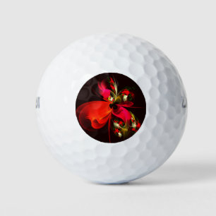 Balles De Golf Rouge Vert Floral Moderne Art Abstrait Motif #02