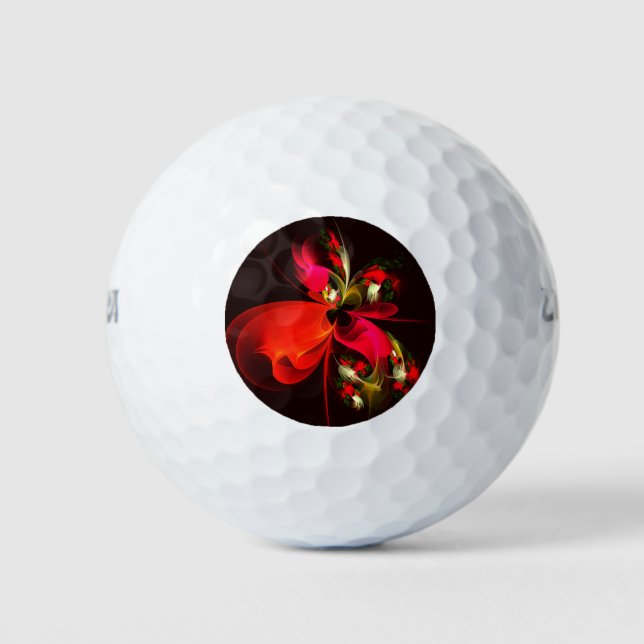 Balles De Golf Rouge Vert Floral Moderne Art Abstrait Motif #02 (Devant)