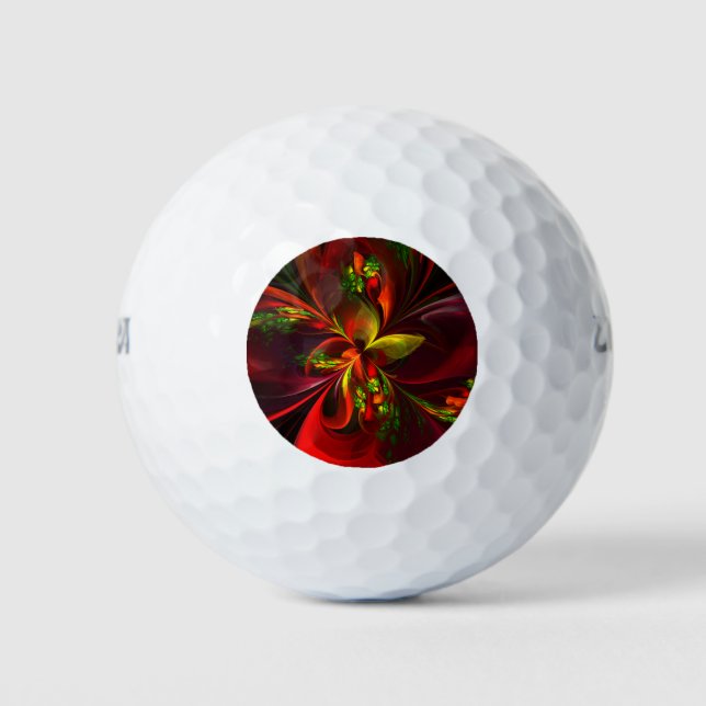 Balles De Golf Rouge vert moderne Floral Abstrait Art Motif #05 (Devant)