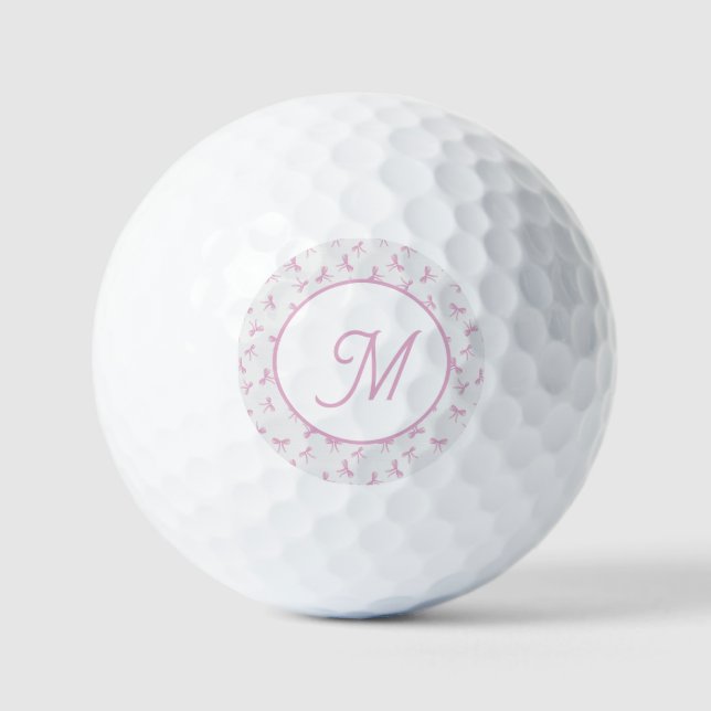 Balles De Golf Ruban aquarelle rose Coquette frangée monogrammé  (Recto)