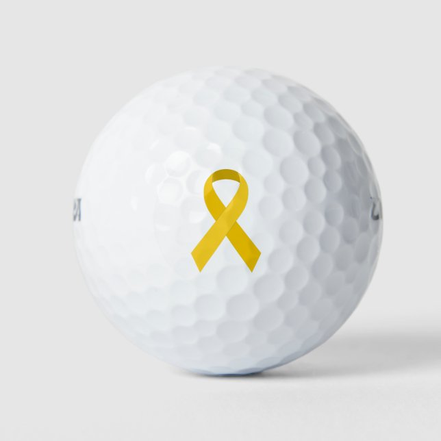 Balles De Golf Ruban de soutien à la sensibilisation jaune (Devant)