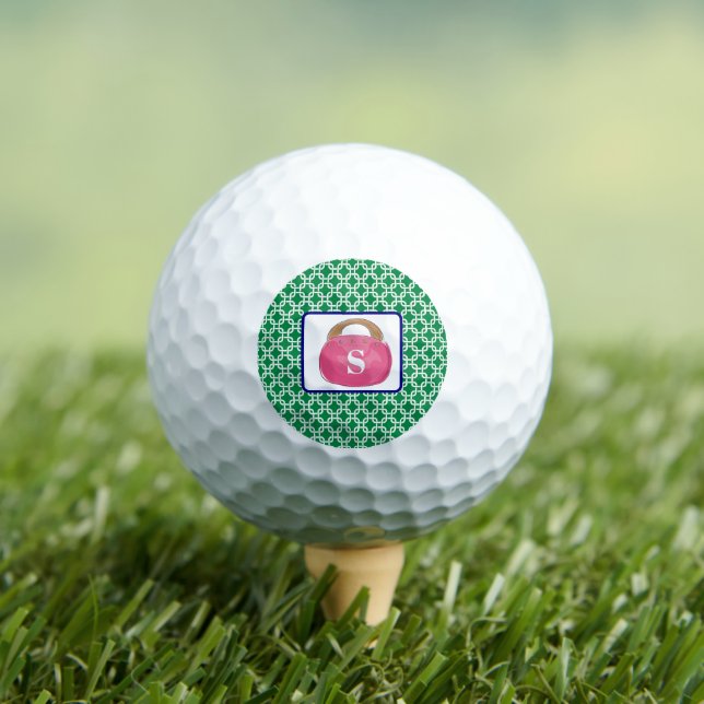 Balles De Golf Sac Bermuda Rose Lien Vert Monogramme (T-shirt Insitu)