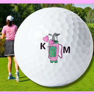 Balles De Golf Sac de golf rose charmant personnalisé avec monogr