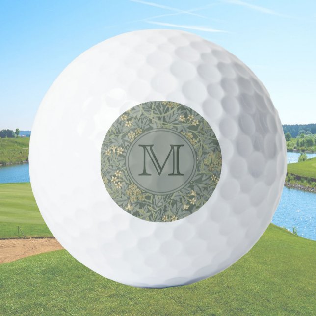 Balles De Golf Sage Floral William Morris Custom Initial Ladies (Créateur téléchargé)