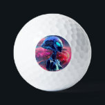 Balles De Golf Sagesse Alien Psychédélique Scifi Art<br><div class="desc">Portrait futuriste de la Sagesse Alien regardant loin sur l'espace profond. Peinture d'Art numérique Copyright BluedarkArt TheChameleonArt.</div>