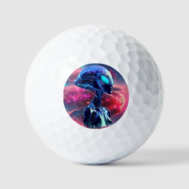 Balles De Golf Sagesse Alien Psychédélique Scifi Art (Recto)