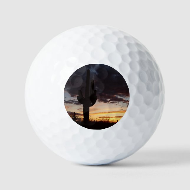 Balles De Golf Saguaro Sunset III Arizona Desert Paysage (Recto)
