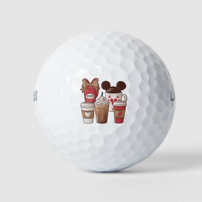 Balles De Golf Saint-Valentin Drôle Latte Amateur de Café  (Devant)