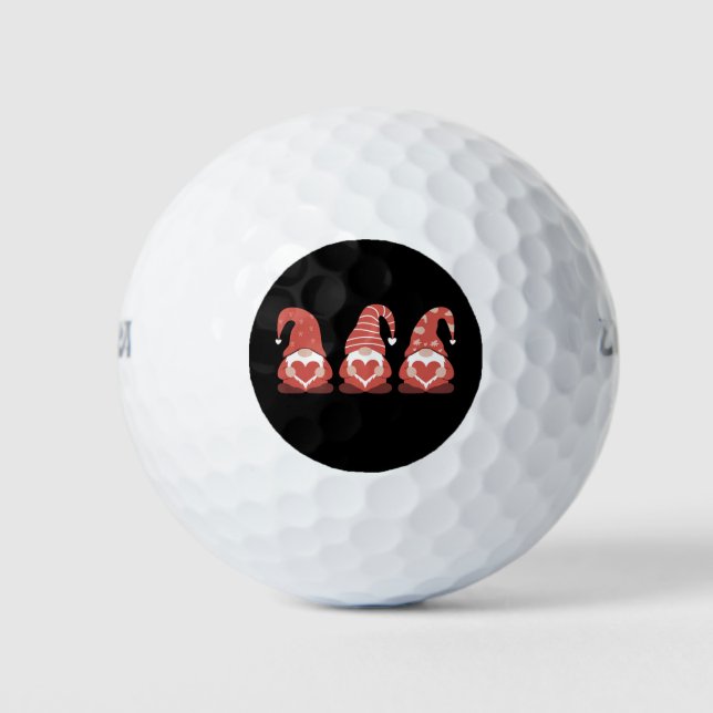 Balles De Golf Saint Valentin Trois mignons Gnomes qui tiennent l (Devant)