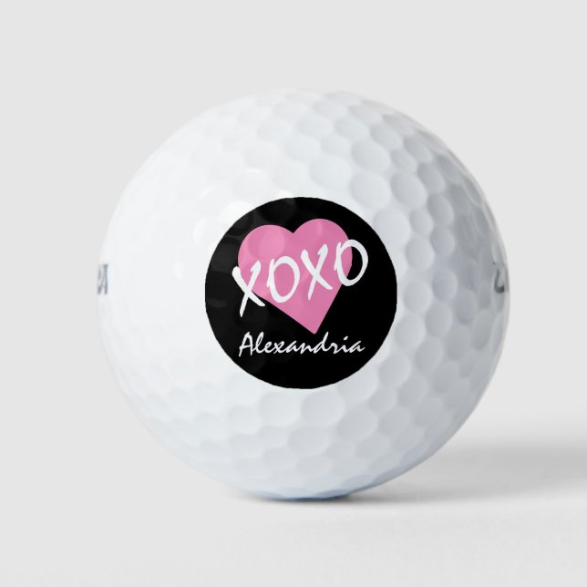Balles De Golf Saint-Valentin XOXO Cœur Rose (Devant)