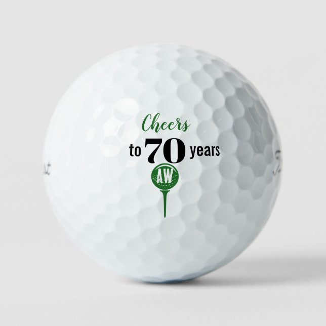 Balles De Golf Salutations à 70 ans Initiales personnalisées Anni (Recto)