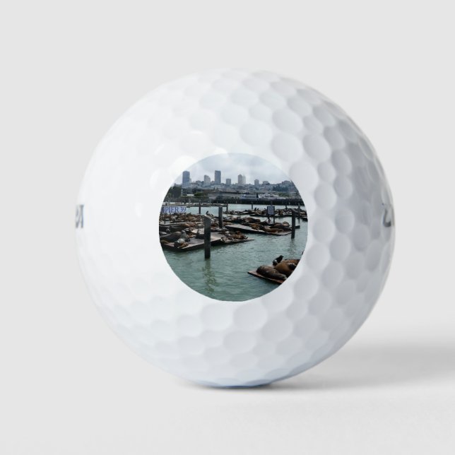 Balles De Golf San Francisco et Pier 39 Sea Lions City Skyline (Devant)