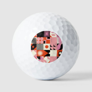 Balles De Golf Scandinave géométrique : Motif d'oeuvres colorées