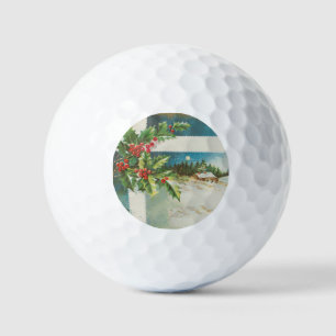 Balles De Golf Scène de Noël Hiver de neige blanche