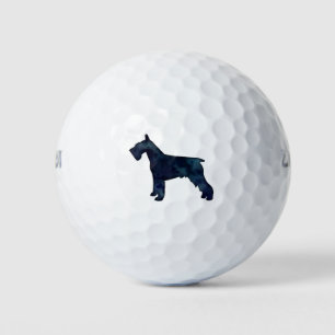 Balles De Golf Schnauzer Chien race Noir Aquarelle Silhouette